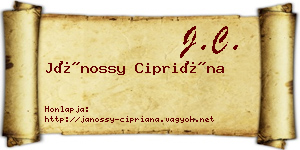 Jánossy Cipriána névjegykártya